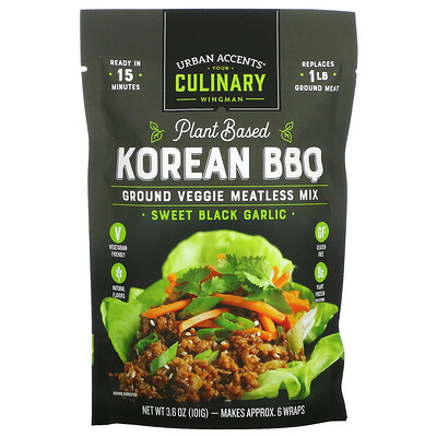 Купить Urban Accents Корейское барбекю на растительной основе, овощная смесь без мяса, сладкий черный чеснок, 101 г (3, 6 унции)
