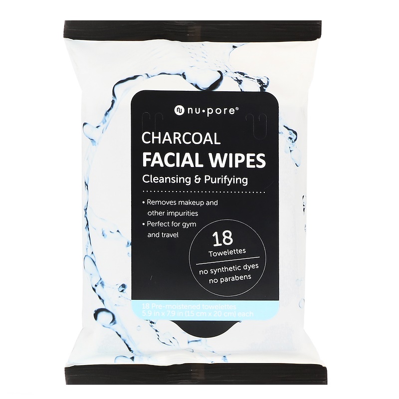 NuPore, Charcoal Facial Wipes, 18 PreMoistened Towelettes iHerb