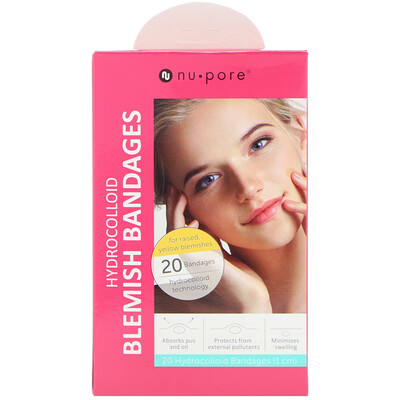 Nu-Pore Hydrocolloid Blemish Bandages for Raised, Yellow Blemishes, 20 Bandages