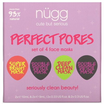 Nugg Perfect Pores, Face Mask Set, 4 Masks