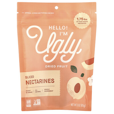 Hello! I'm Ugly  Dried Fruit  Sliced Nectarines  3 oz (85 g)