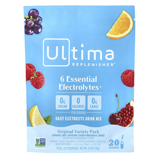 Ultima Replenisher, 6 Temel Elektrolit, Günlük Elektrolit İçecek Tozu, Orijinal Karışık Paket, Her Biri 3,2 g (0,11 oz)