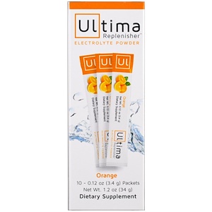 Отзывы о Ултима Хэлс Продуктс, Electrolyte Powder, Orange, 10 Packets, 0.12 oz (3.4 g) Each