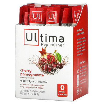 

Ultima Replenisher Электролитный порошок, вишня и гранат, 20 пакетиков по 3,4 г (0,12 унции)