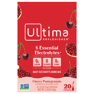 Ultima Replenisher, Elektrolyttblanding, kirsebærgranateple, 20 StickPacks, 0,12 oz (3,4 g) hver