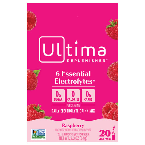 Ultima Replenisher, Electrolyte Mix, Raspberry, 20 Packets, 0.11 oz (3.2 g) Each