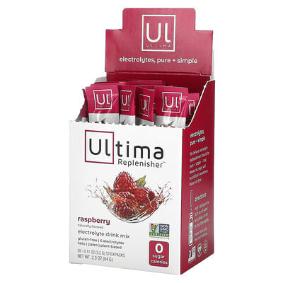 

Ultima Replenisher Electrolyte Drink Mix Raspberry 20 Packets 0.11 oz (3.2 g) Each