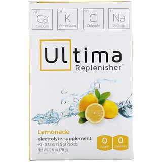 Ultima Replenisher, Polvo electrolítico de El mejor reforzador, Limonada, 20 paquetes, 0,12 oz (3,5 g)