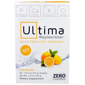 Купить Ultima Health Products, "Предельный восполнитель", порошок электролитов со вкусом лимонада, 20 пакетиков, 0,12 унций (3,5 г)  на IHerb