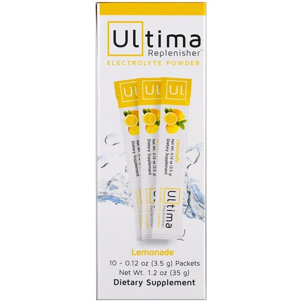 Ultima Replenisher, ウルティマ補充用電解質パウダー、レモネード、10袋、各0.12 oz (3.5 g)