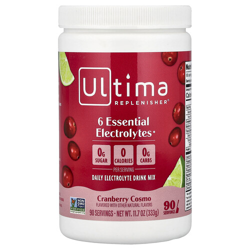 Ultima Replenisher 6 Essential Electrolytes, Daily Electrolyte Drink Mix, Cranberry Cosmo, 11.7 oz (333 g)