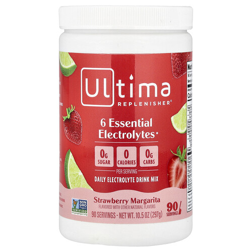Ultima Replenisher 6 Essential Electrolytes, Daily Electrolyte Drink Mix, Strawberry Margarita, 10.5 oz (297 g)