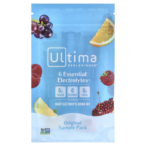Ultima Replenisher 6 Essential Electrolytes, Daily Electrolyte Drink Mix, Original Sample Pack, 3 Stickpacks