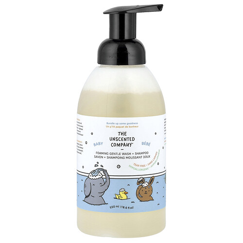 The Unscented Company, Baby, Foaming Gentle Wash + Shampoo, Fragrance Free, 18.6 fl oz (550 ml)