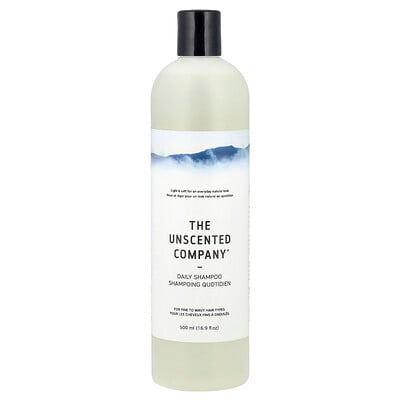 The Unscented Company, Champú de uso diario, Para cabello fino a ondulado, Sin fragancia, 500 ml (16,9 oz. líq.)