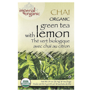 Uncle Lee's Tea, Imperial Organic, Groene thee met citroenchai, 18 theezakjes, 32,4 g