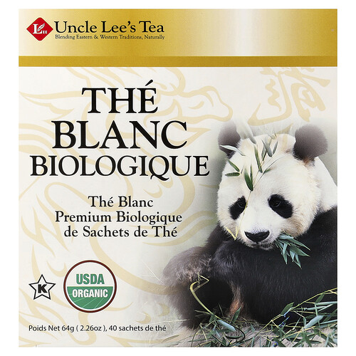Uncle Lee's Tea Organic White Tea, 40 Tea Bags, 2.26 oz (64 g)