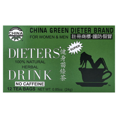 Uncle Lee's Tea Dieters' 100% Natural Herbal Drink, No Caffeine, 12 Tea Bags, 0.85 oz (24 g)