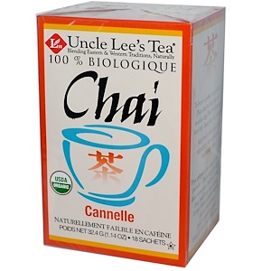 Отзывы о Анкл Лис Ти, 100% Organic Chai, Cinnamon, 18 Tea Bags, 1.14 oz (32.4 g) Each