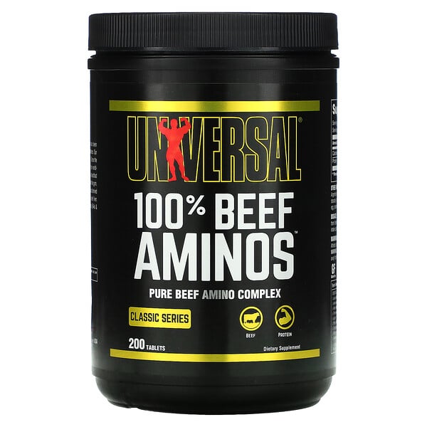 Universal Nutrition, 100% Beef Aminos, 200 comprimés
