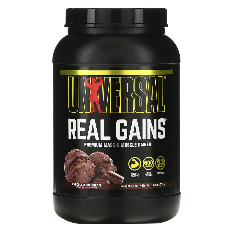 Universal Nutrition, Real Gains, Weight Gainer, Chocolate Ice Cream, 3. ...