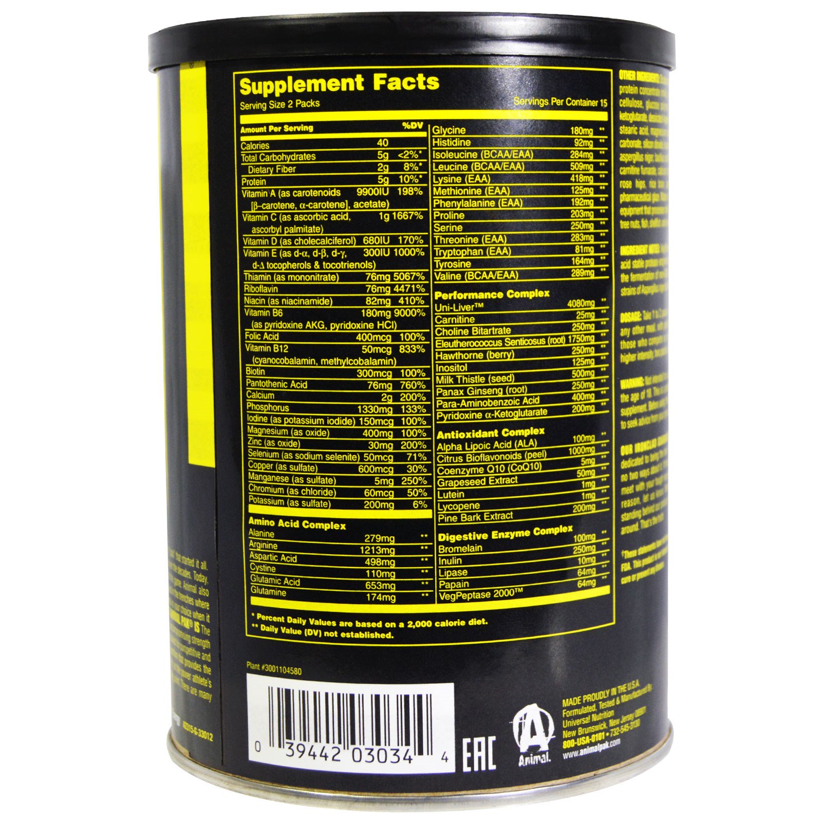 Universal Nutrition Animal Pak – 30 Packs – Mingo