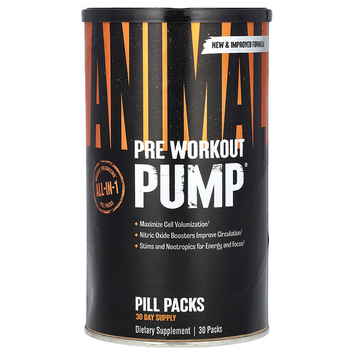 Animal Pre Workout Pump, Pill Packs , 30 Packs