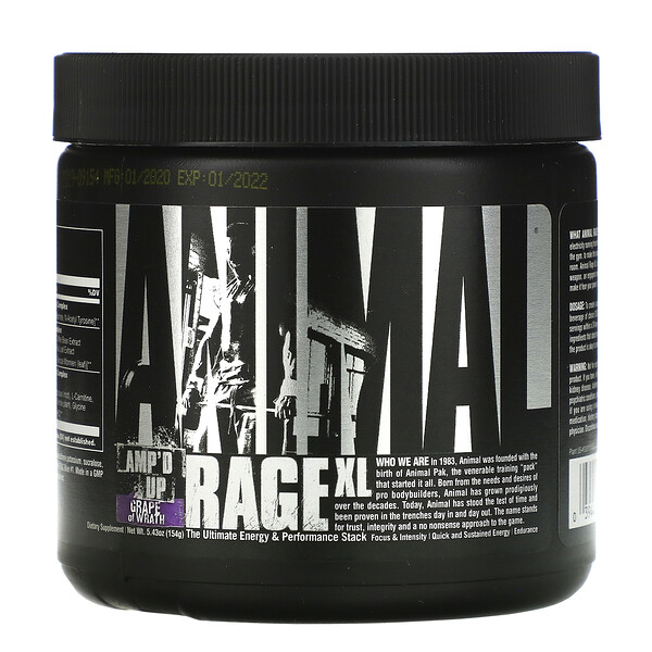 Animal Rage XL, Amp'd Up, Grape of Wrath, 154 g