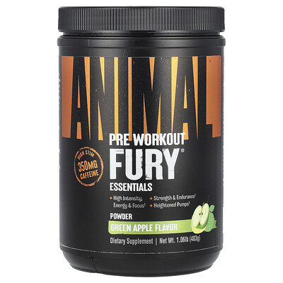 Animal  Fury®  Pre Workout Powder  Green Apple  1.06 lb (483 g)