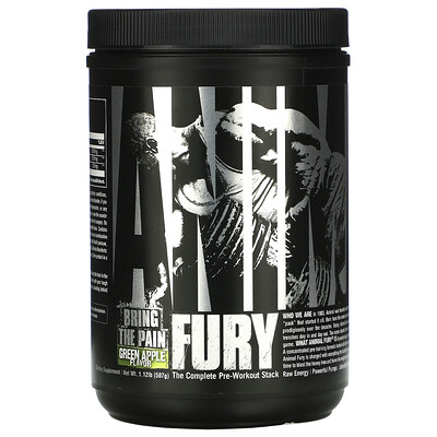 Universal Nutrition Animal Fury, Green Apple, 495.9 g
