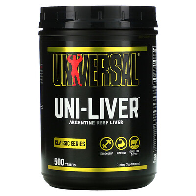 Universal Nutrition Uni-Liver, Argentine Beef Liver, Classic Series, 500 Tablets