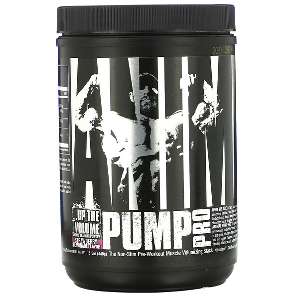 Animal Pump Pro，無刺激性運動前補充劑，草莓檸檬水，15.5 盎司（440 克）