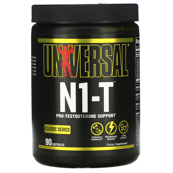 Universal Nutrition‏, הסדרה הקלאסית, N1-T, תמיכה בטסטוסטרון, 90 כמוסות
