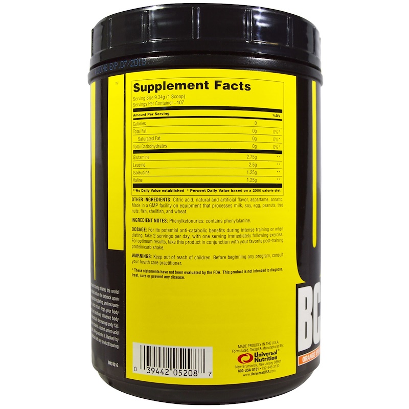 Universal Nutrition, BCAA Stack, Orange Splash, 2.2. lb (1