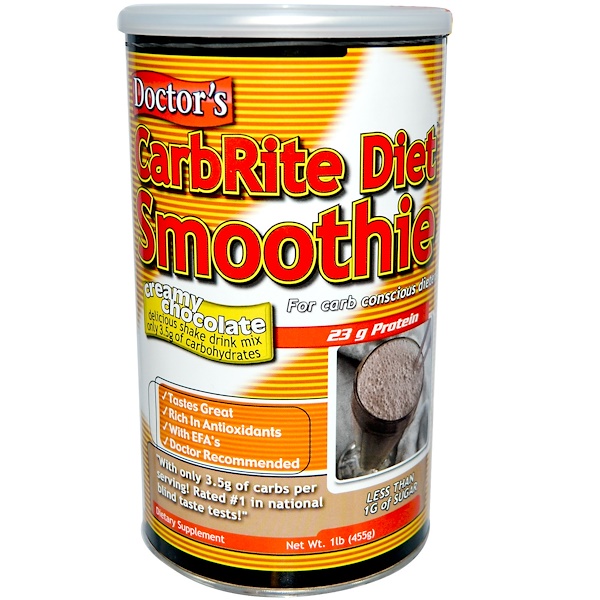 Universal Nutrition, Doctor's CarbRite Diet Smoothie, Creamy Chocolate, 1 lb (455 g) (Discontinued Item) 