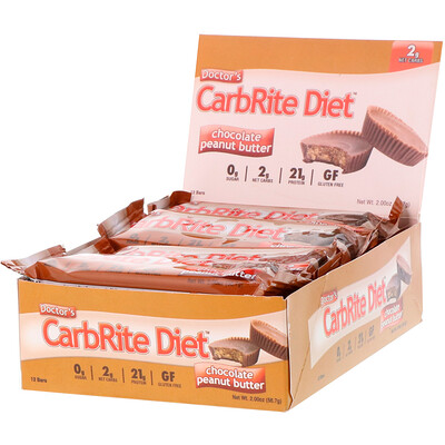 Doctor's CarbRite Diet, арахисовое масло с шоколадом, 12 батончиков, весом 56,7 г (2,00 унции)