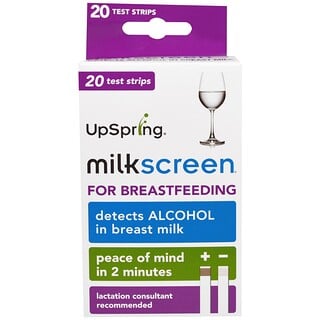 UpSpring, Milkscreen, тест-полоски для выявления спирта в грудном молоке, 20 тест-полосок