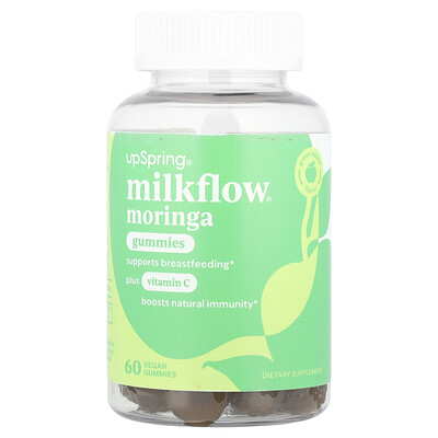 UpSpring, Milkflow®, Gomitas de moringa con vitamina C y manzana verde, 60 gomitas veganas