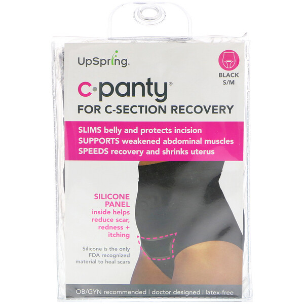 UpSpring, C-Panty, For C-Section Recovery, Black, Size S/M
