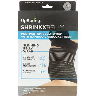 UpSpring, Shrinkx（シュリンクス）ベリー、産後用お腹ベルト、竹炭繊維使用、サイズS／M、ブラック