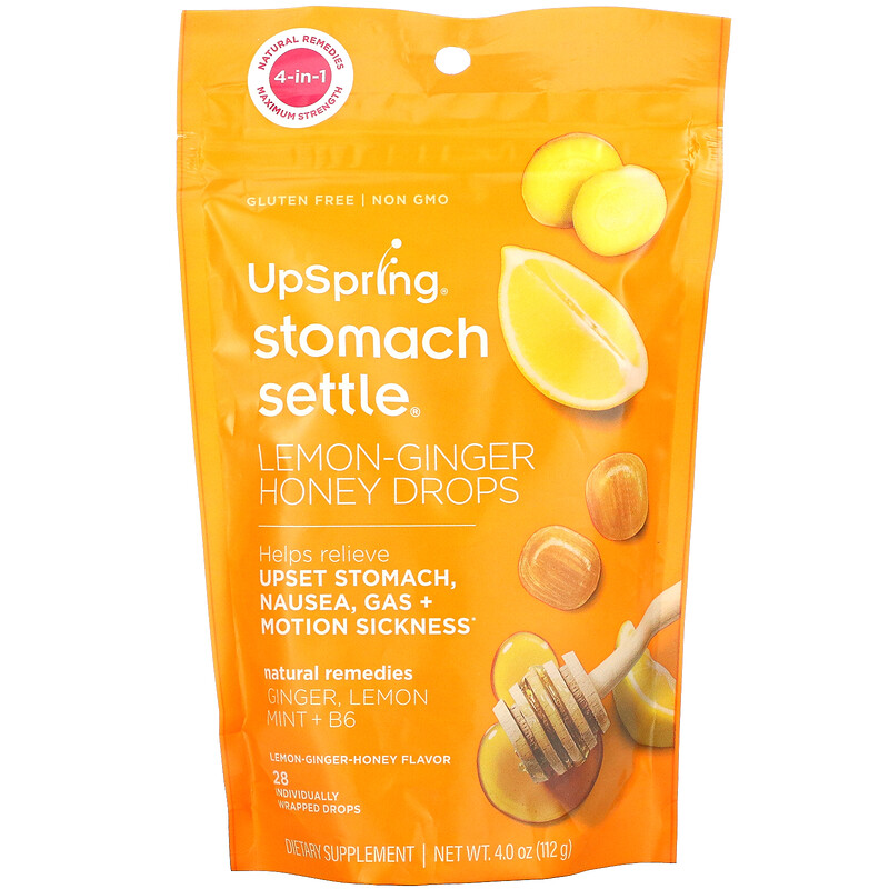 UpSpring, Stomach Settle Drops, LemonGinger Honey, 28 Individually