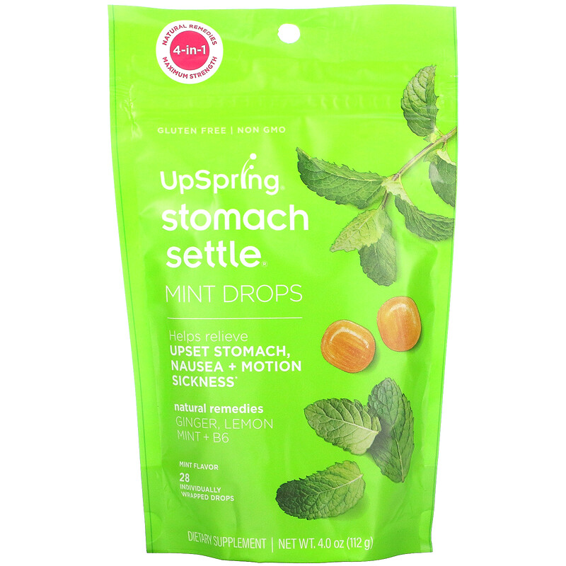 UpSpring, Stomach Settle Drops, Mint, 28 Individually Wrapped Drops, 4.