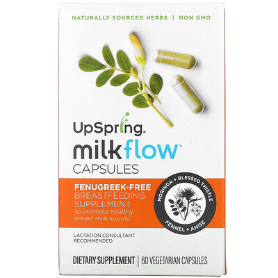 UpSpring MilkFlow Capsules, Fenugreek-Free, 60 Vegetarian Capsules