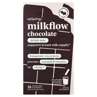 UpSpring, Milkflow®, Campuran Minuman, Coklat, 16 Paket Hidangan Tunggal, 0.53 oz (15 g) Setiap satu