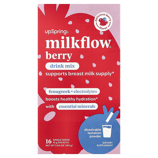 UpSpring, Milkflow®, Campuran Minuman, Beri Sedap, 16 Paket Hidangan Tunggal, 0.35 oz (10 g) Setiap satu