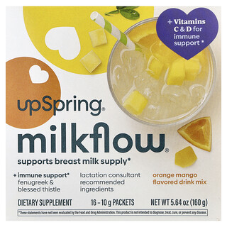 UpSpring, Milkflow®, Drink Mix, Orange Mango, 16 Packets, 0.35 oz (10 g) Each