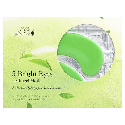 Product Image for 100% PURE, Bright Eyes, Hydrogel Eye Masks, 5 Masks, 0.28 oz (8 g) Each