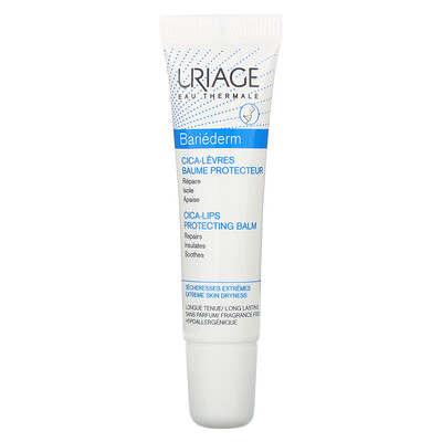Uriage Bariederm, Cica-Lips Protecting Balm, Fragrance-Free, 0.5 fl oz (15 ml)