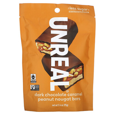 Unreal  Dark Chocolate Caramel Peanut Nougat Bars  3.4 oz (95 g)