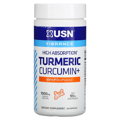 

USN High Absorption Turmeric Curcumin+ with BioPerine 500 mg 60 Capsules